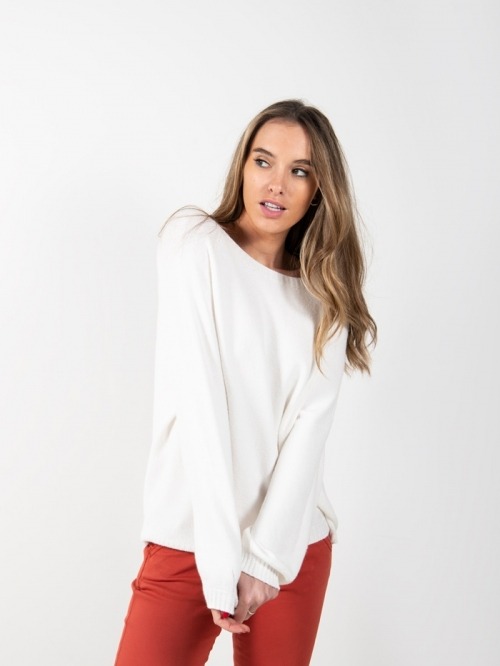 Women short knit sweater White