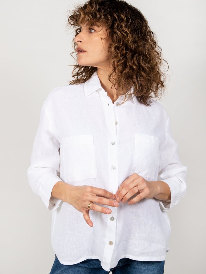 camisa de lino blanca mujer