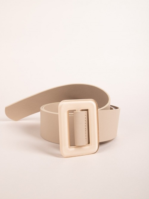 Cinturón hebilla rectangular trendy Beige