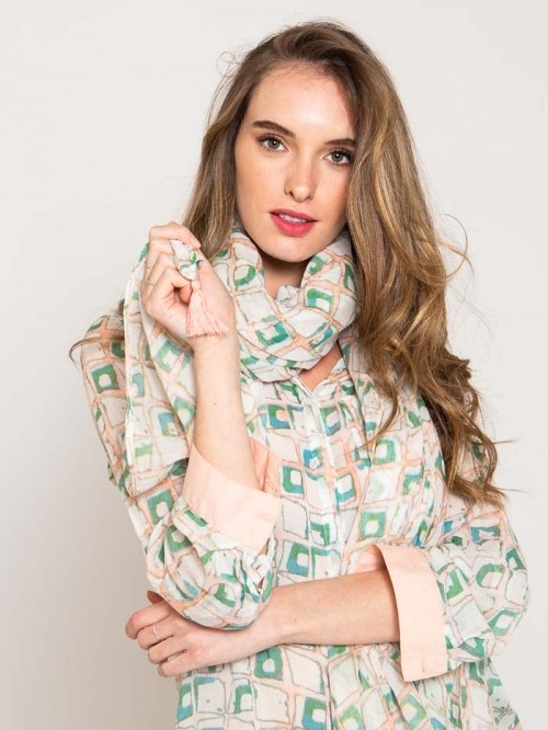 Fular estampado algodón mujer Rosa
