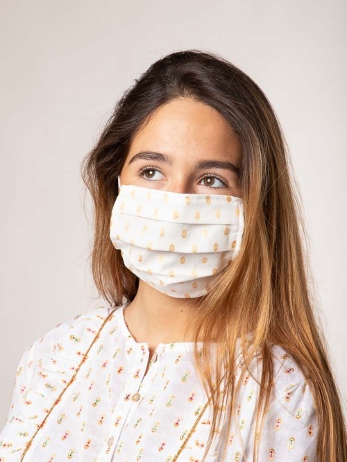 Mascarilla plumeti lurex Blanco