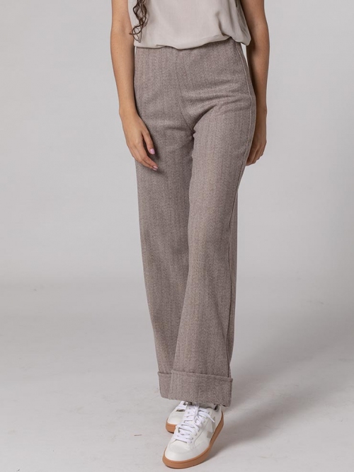 Pantalón palazzo espiga Beige