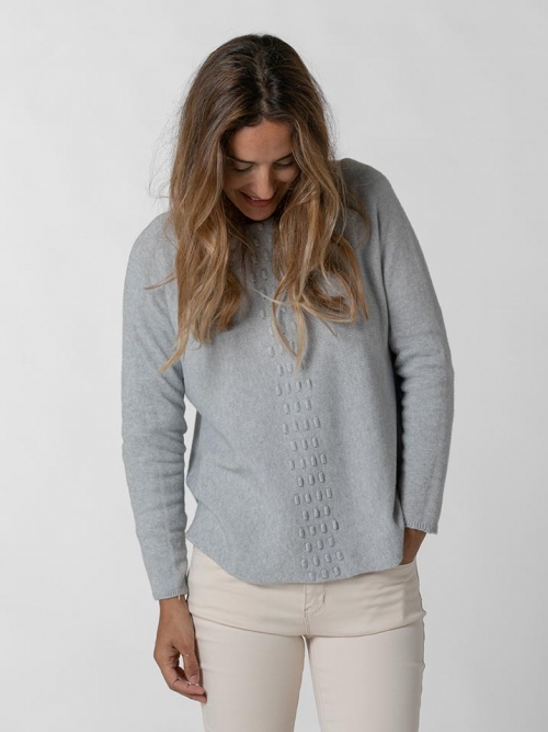 Jersey punto detalle central mujer Gris Claro