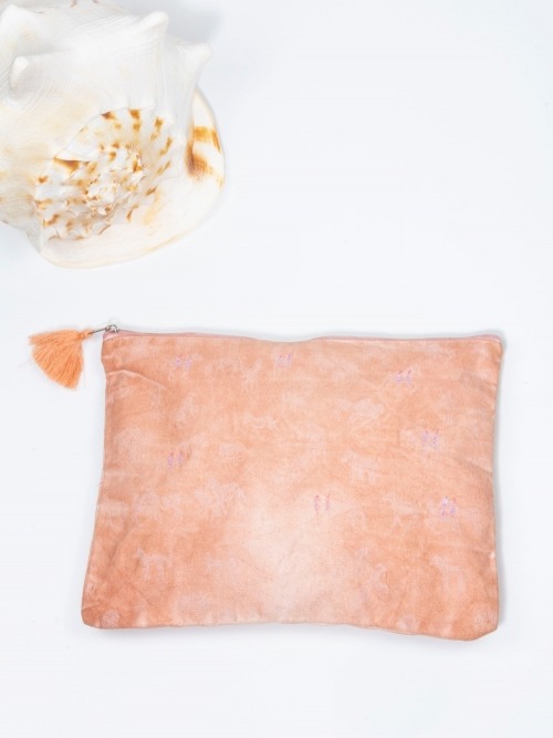 BOLSITO CARTERA ESTAMPADO CEBRAS NARANJA