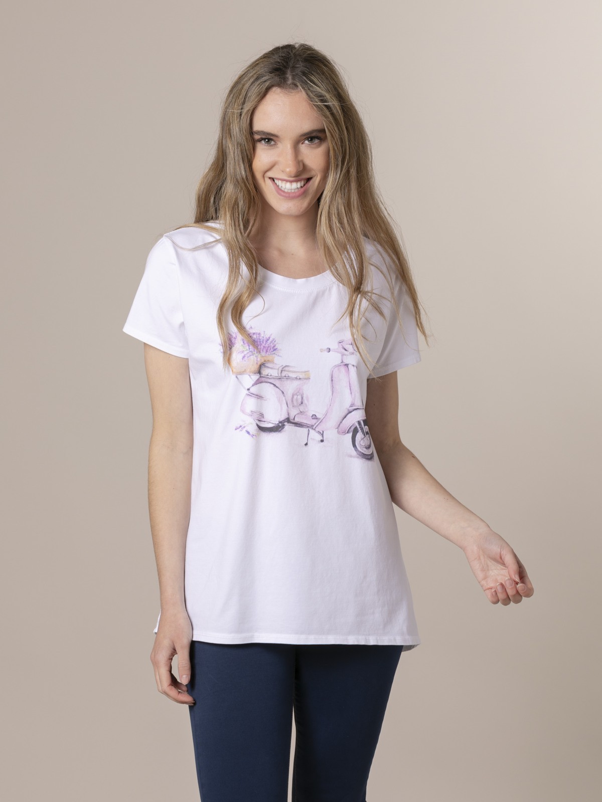 camiseta lila mujer