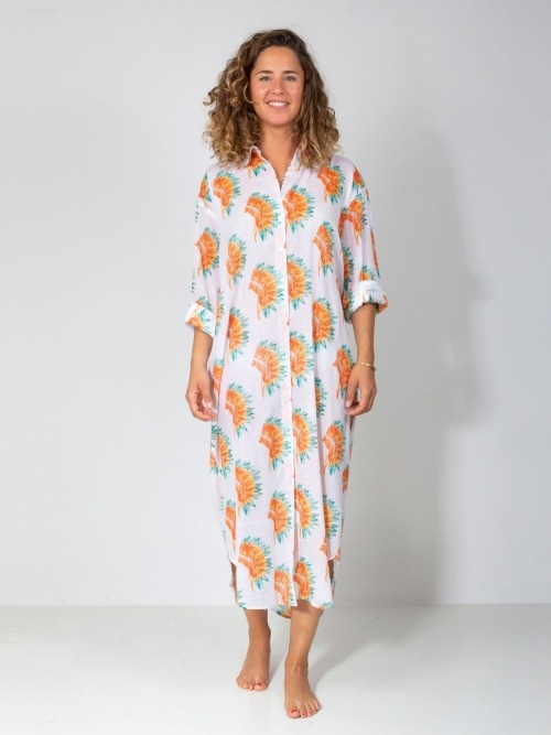 Vestido largo camisero estampado botones mujer