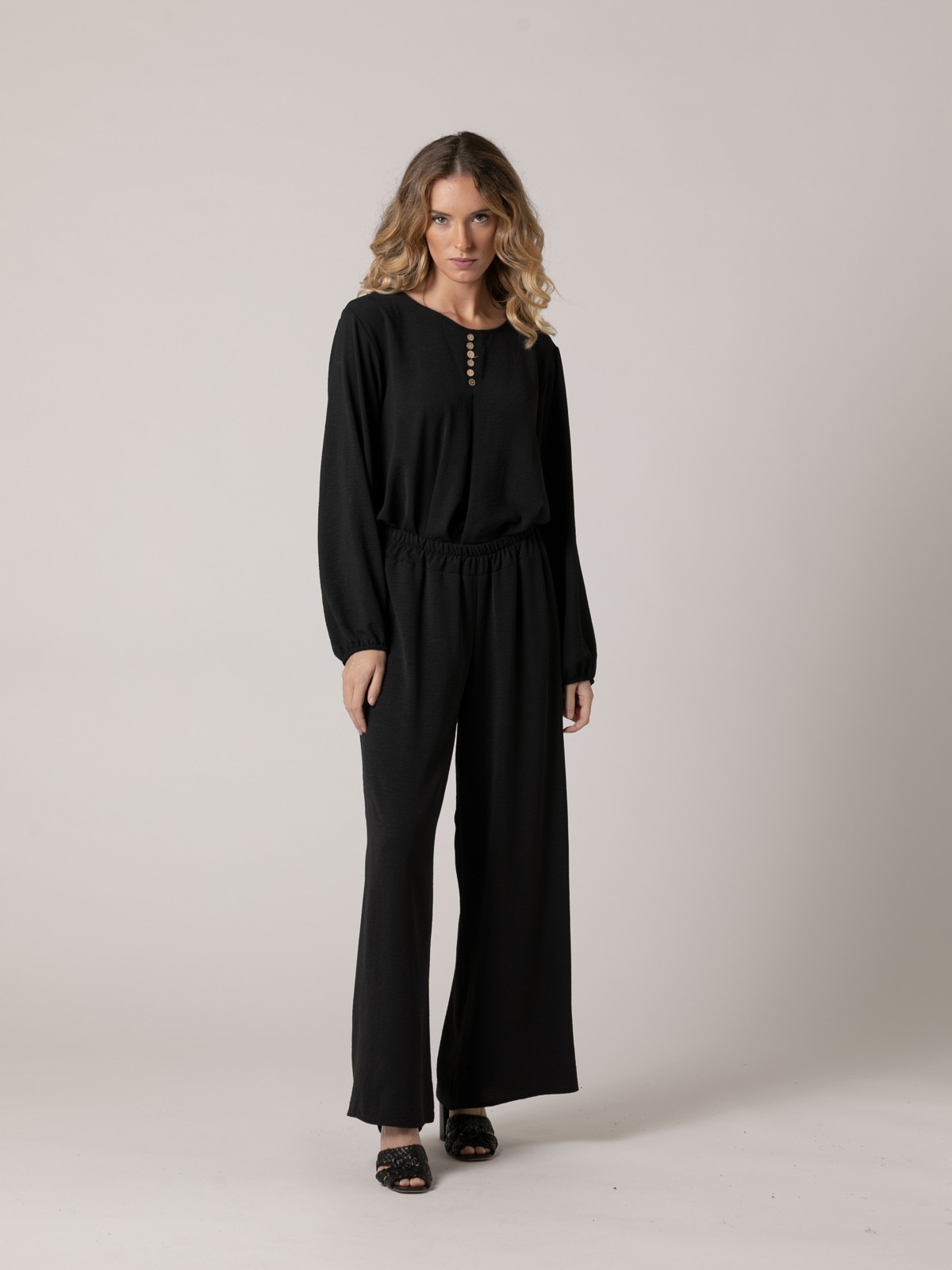 Pantalon discount fluido negro