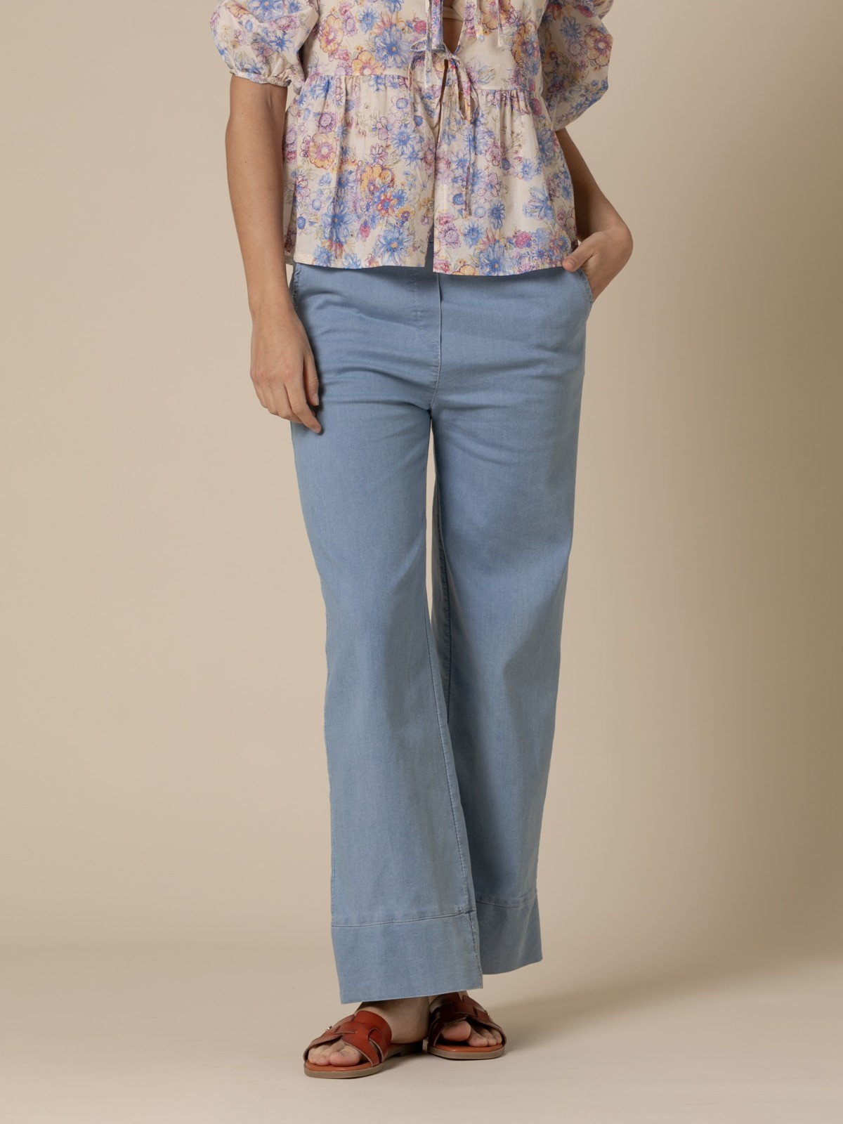 Comfy wide leg denim pants  Blue Lightcolour