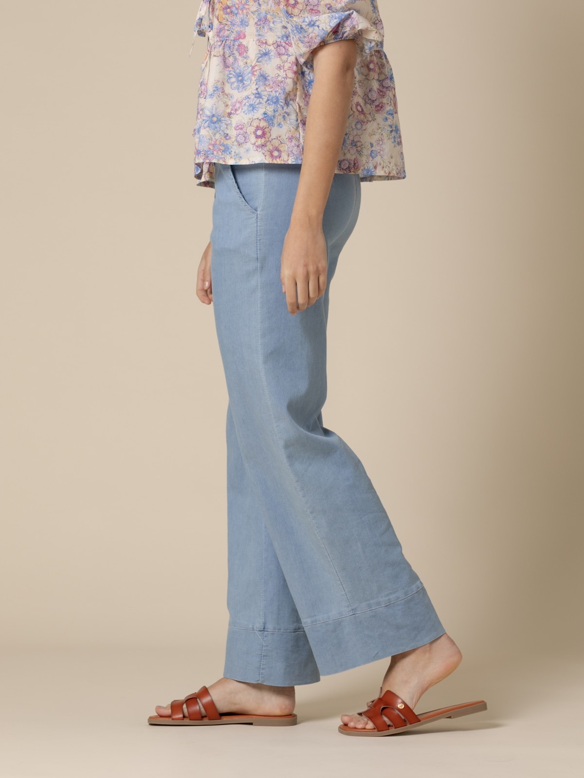 Comfy wide leg denim pants  Blue Lightcolour