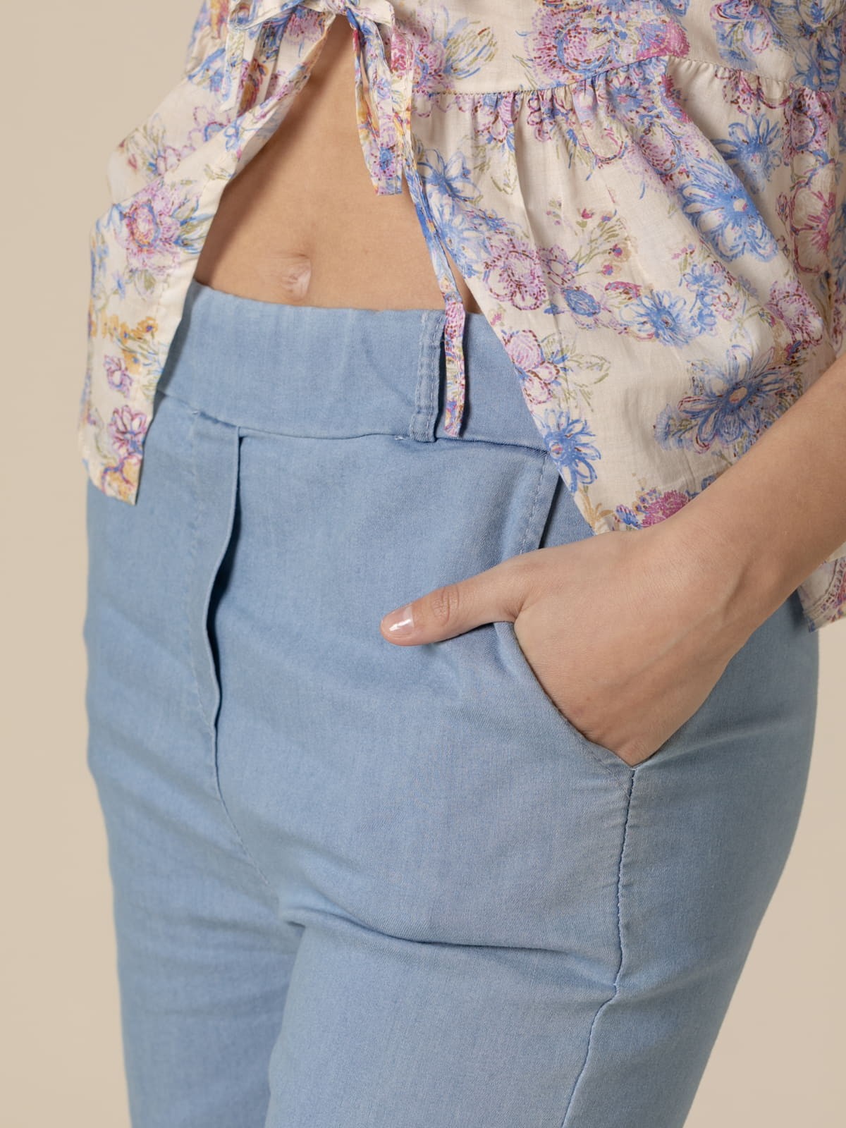 Comfy wide leg denim pants  Blue Lightcolour