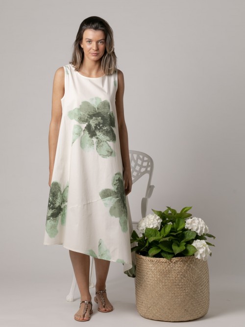 Woman Long flower dress  Beigecolour