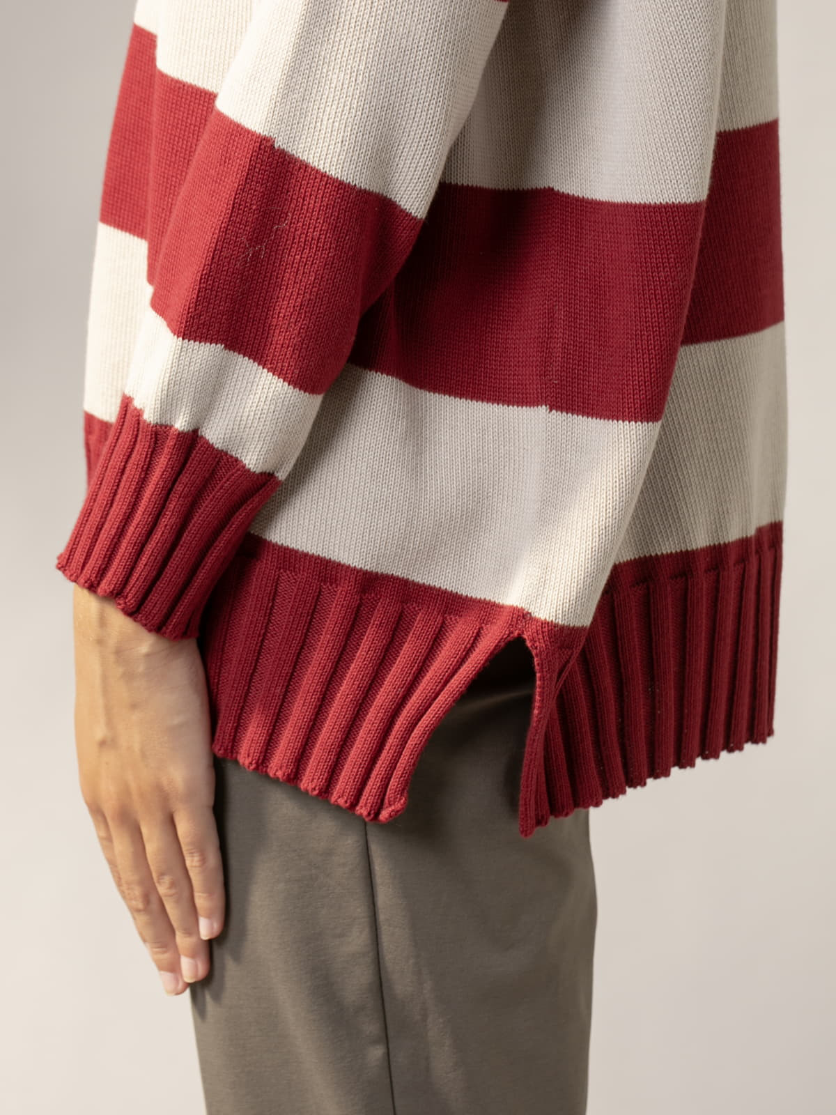 Woman July sweater with 100% cotton stripes  Bordeauxcolour