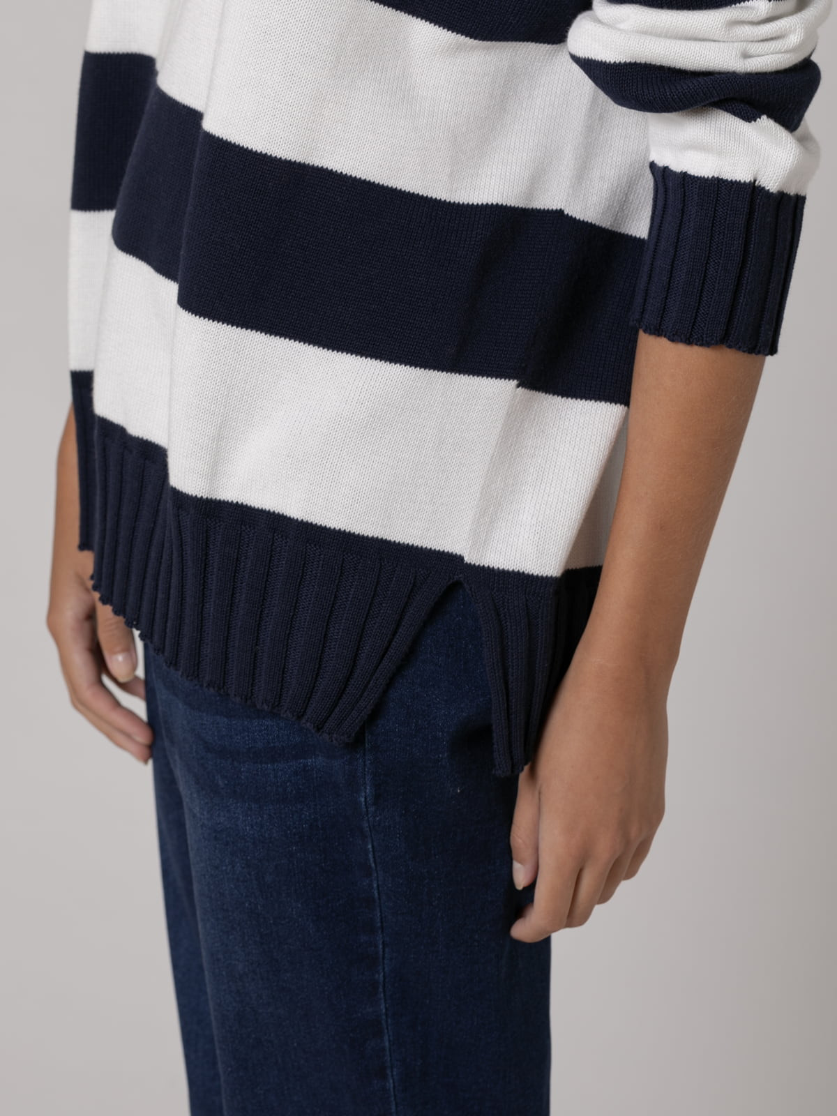 Woman July sweater with 100% cotton stripes  Blue Navycolour