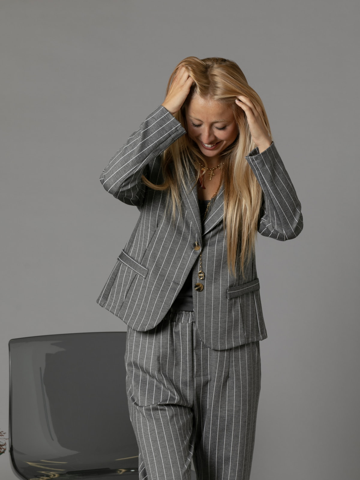 Woman Hightex pinstripe blazer  Greycolour