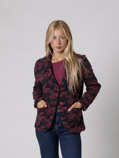 Woman Jackard blazer drawing  Blue Navycolour