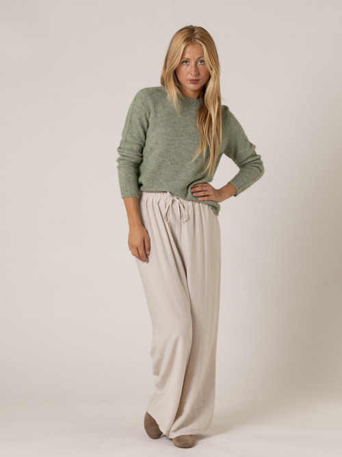 Pantalón liso fluido color Taupe