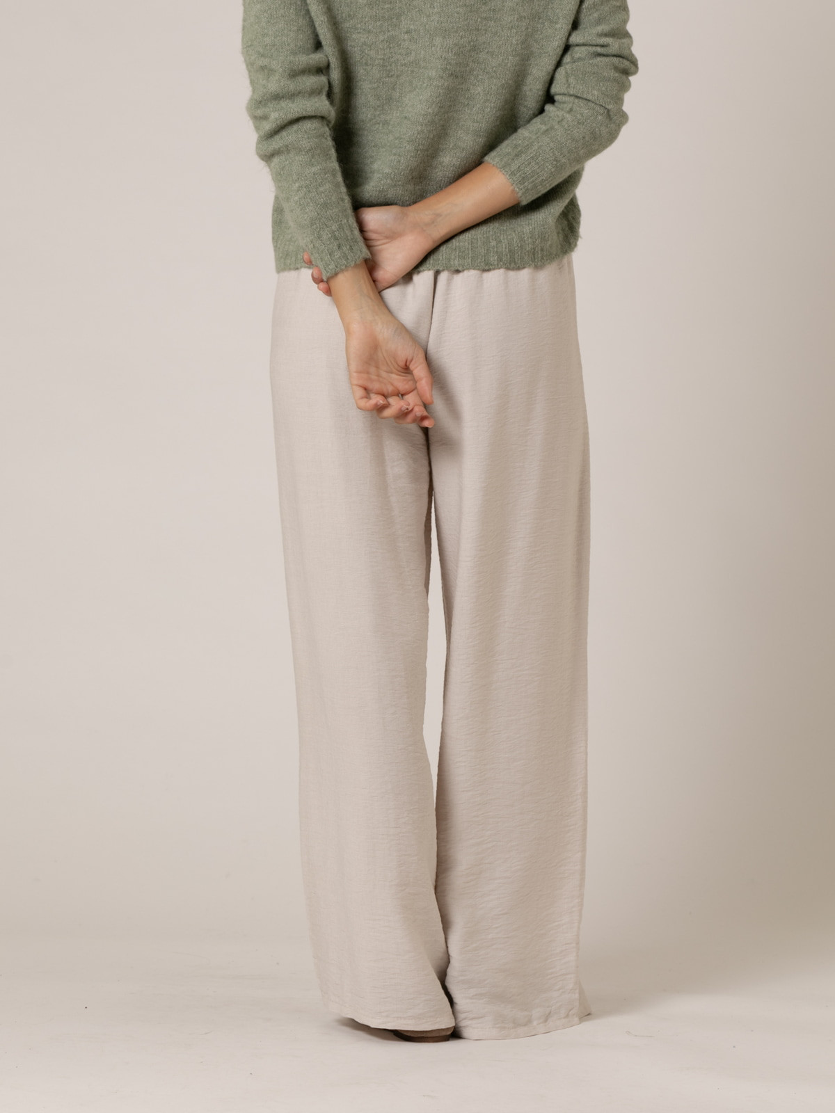 Woman plain fluid pants  Taupecolour