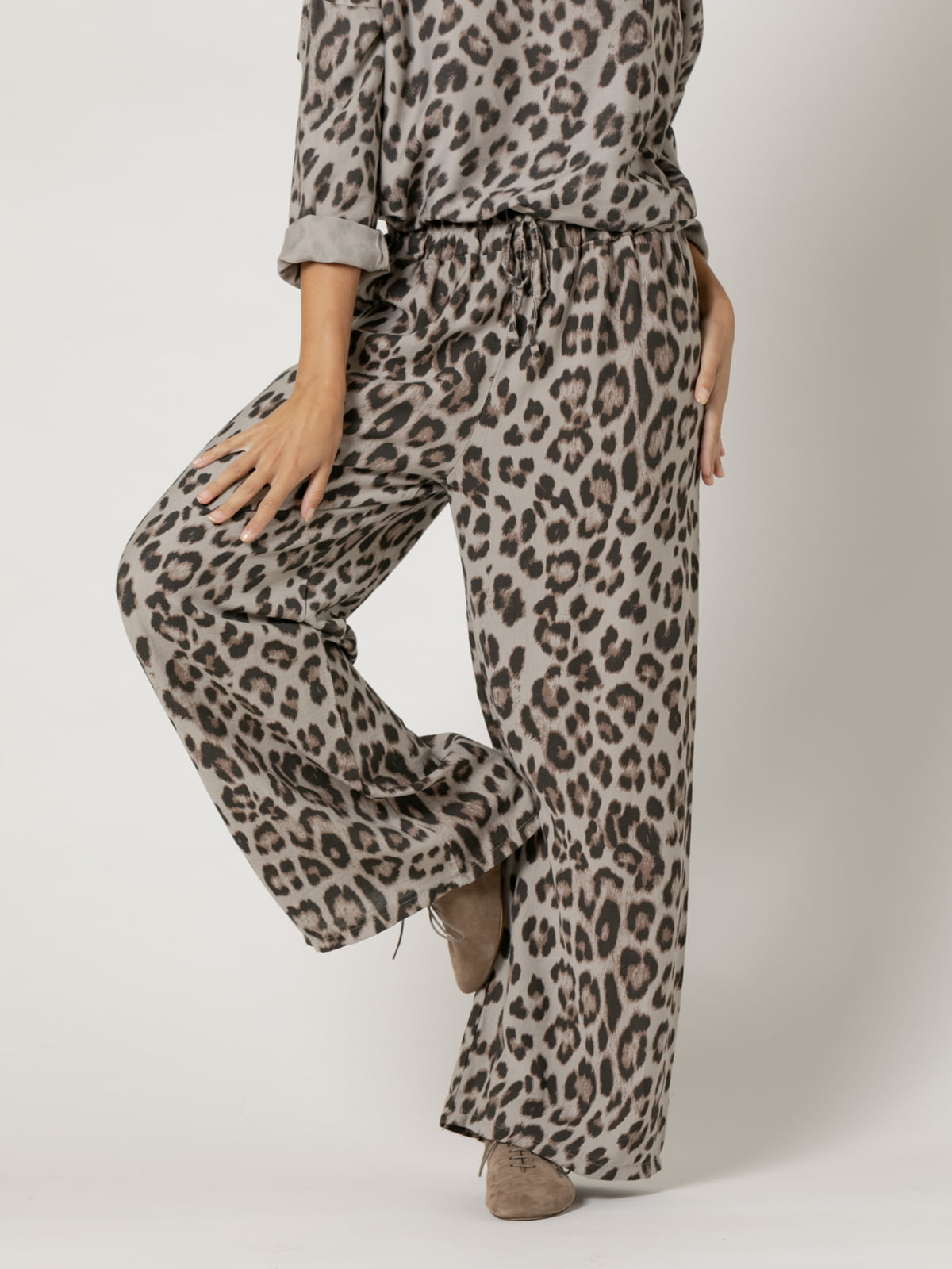 Woman Animal print fluid pants  Stonecolour