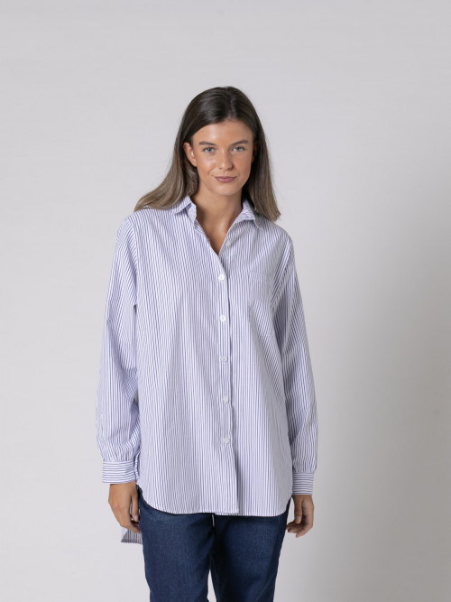 Woman Striped cotton shirt  Bluecolour