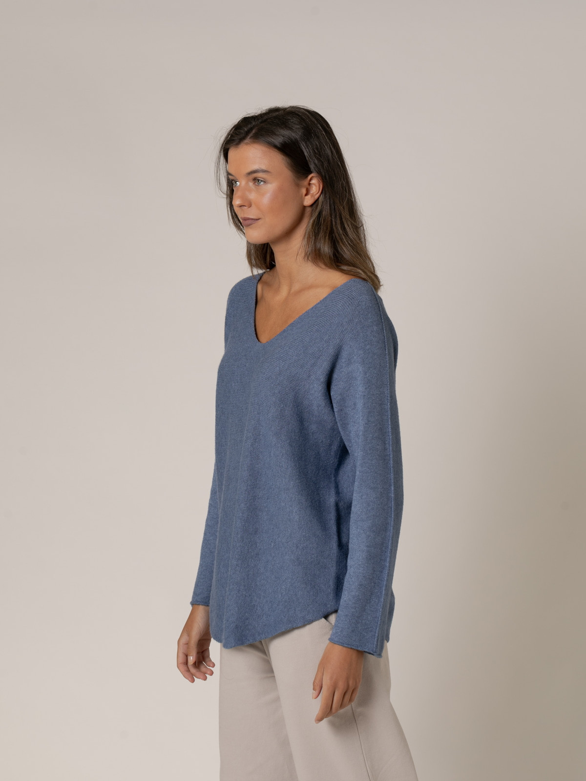 Jersey must escote en pico color Azul Jean