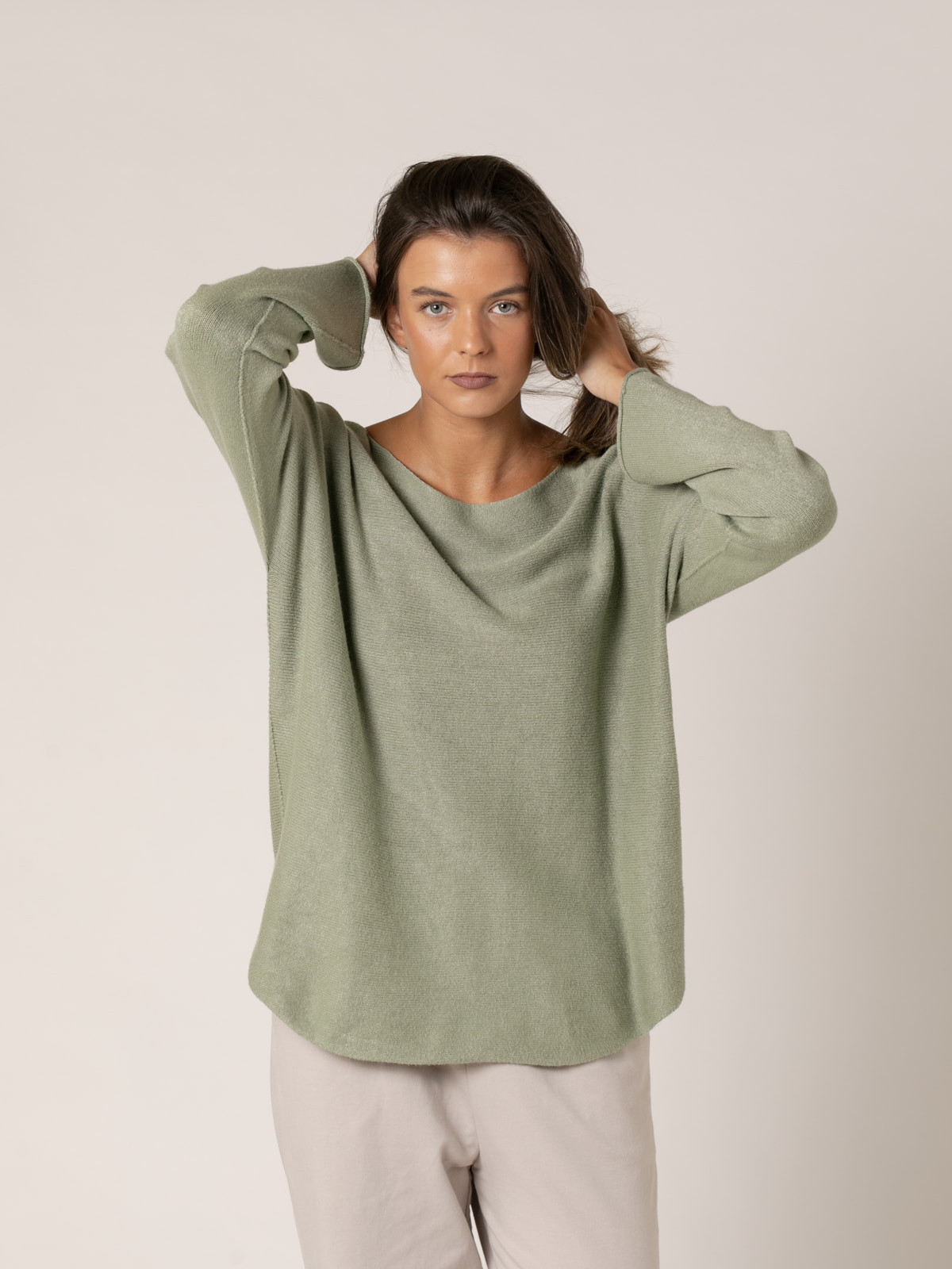 Woman Must-have boat neck sweater  Khakicolour