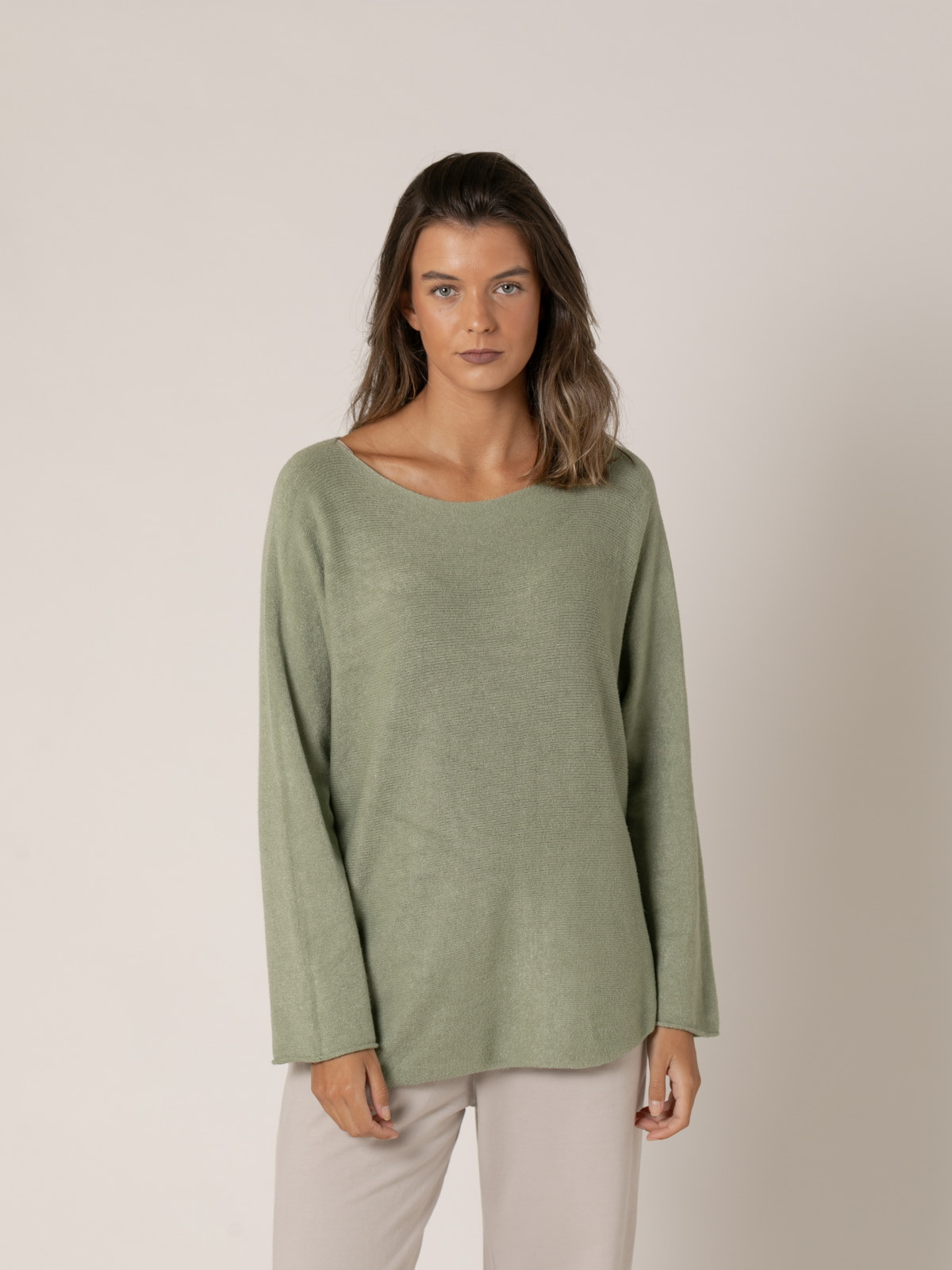 Woman Must-have boat neck sweater  Khakicolour