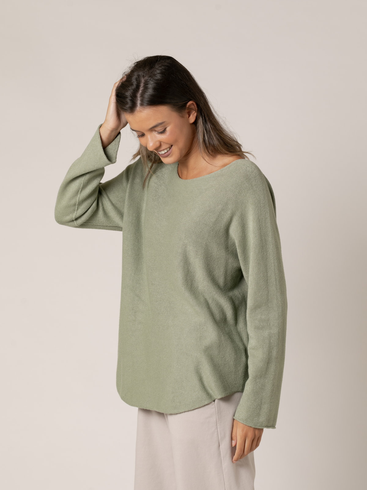 Woman Must-have boat neck sweater  Khakicolour