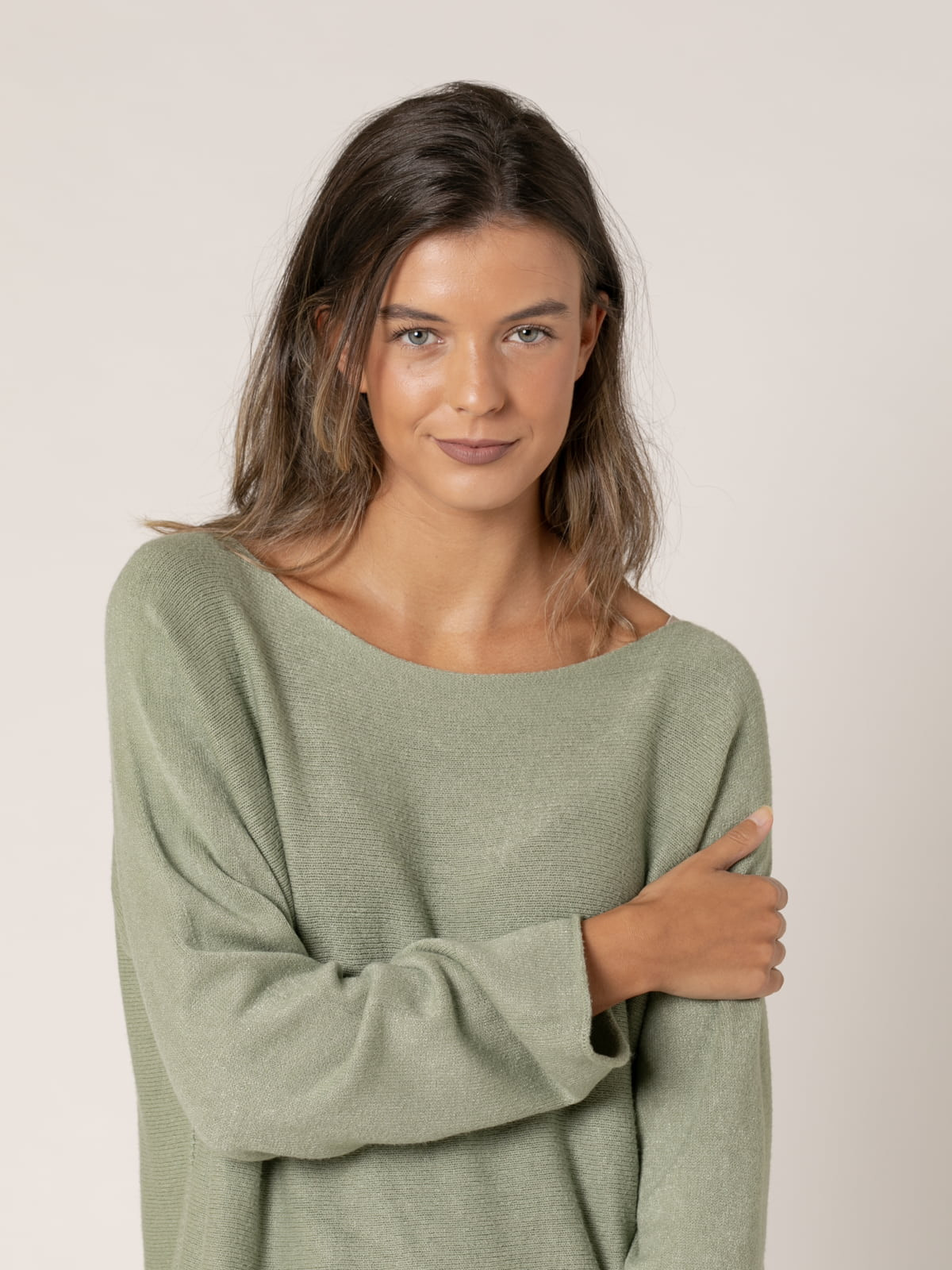 Woman Must-have boat neck sweater  Khakicolour