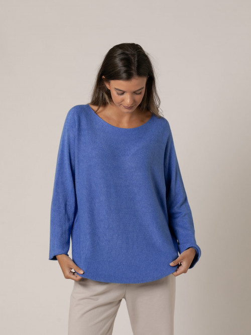 Woman Must-have boat neck sweater  azul kleincolour