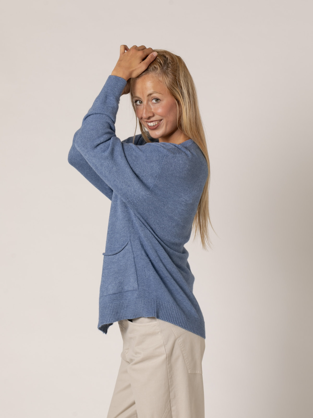 Cardigan punto soft botones color Azul Jean