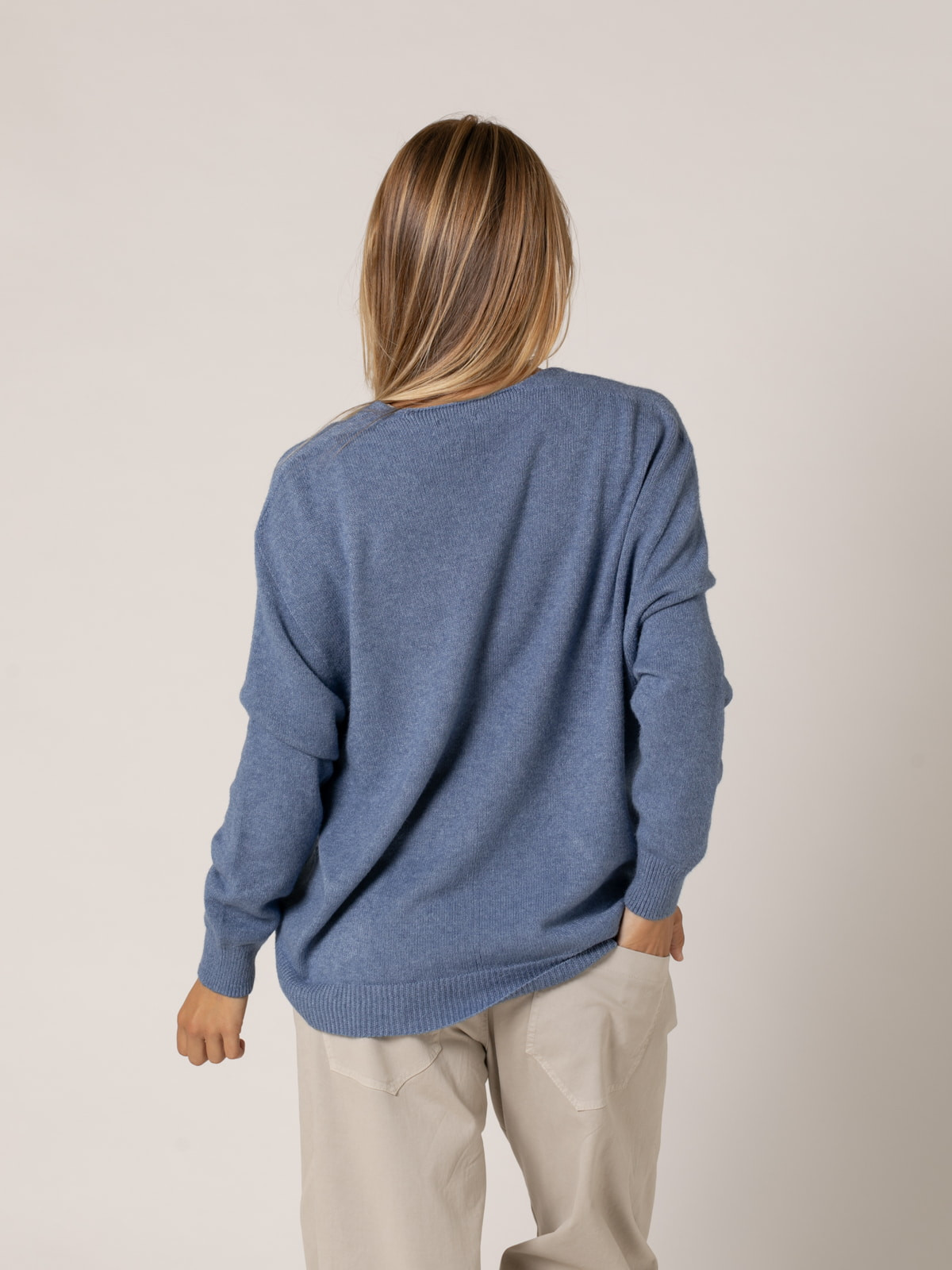 Cardigan punto soft botones color Azul Jean