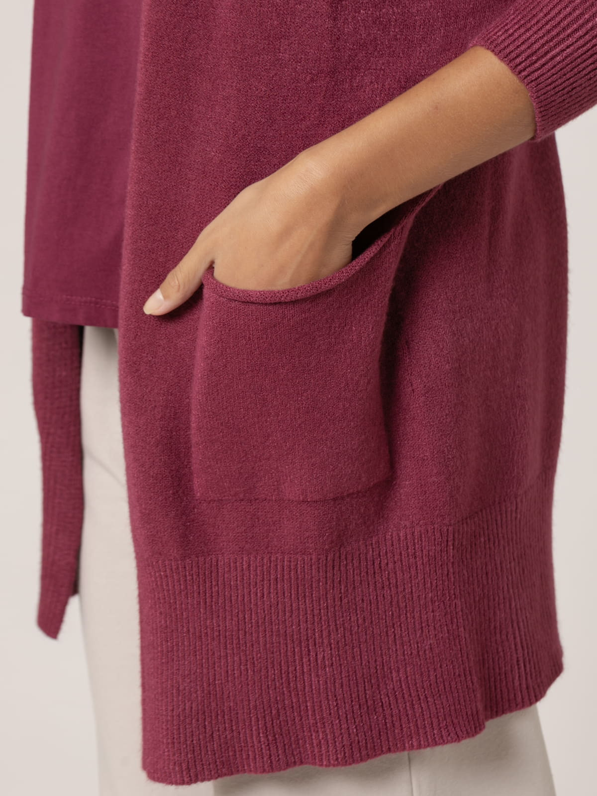 Woman Long cardigan with soft knit pockets  cerezacolour