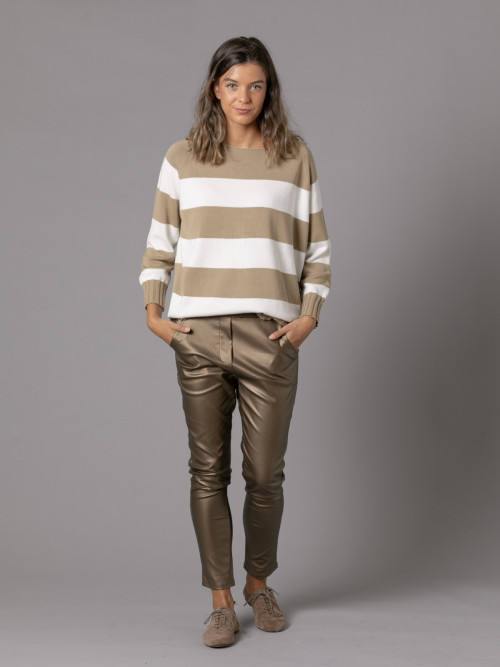 pantalón trendy ecopiel color bronce