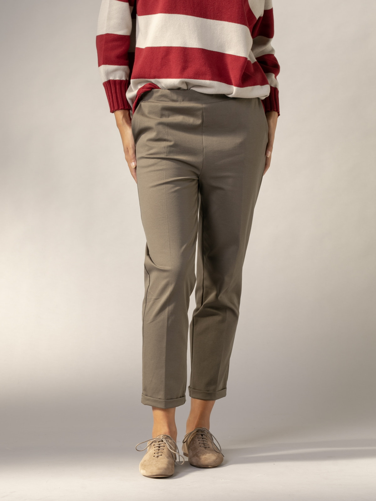 Comfy pants with cuffs  Khaki colour