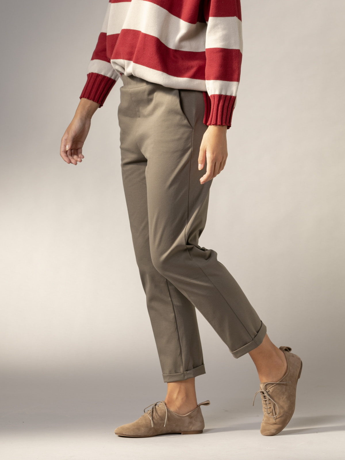 Comfy pants with cuffs  Khaki colour