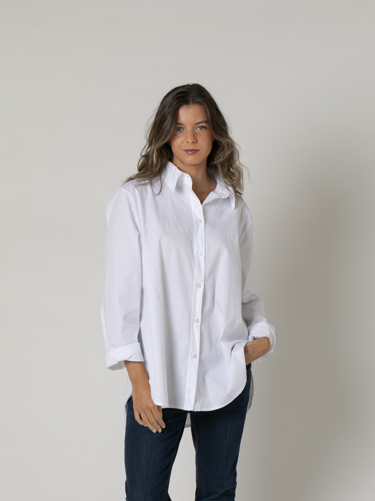 Camisa must popelin cotton color Blanco