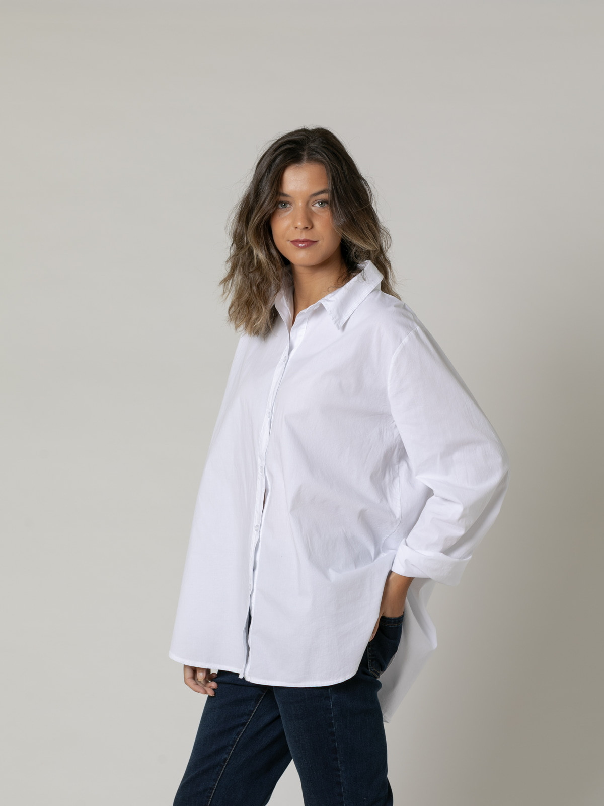 Camisa must popelin cotton color Blanco