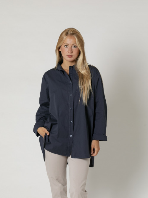 Woman Must poplin cotton shirt  Blue Navycolour