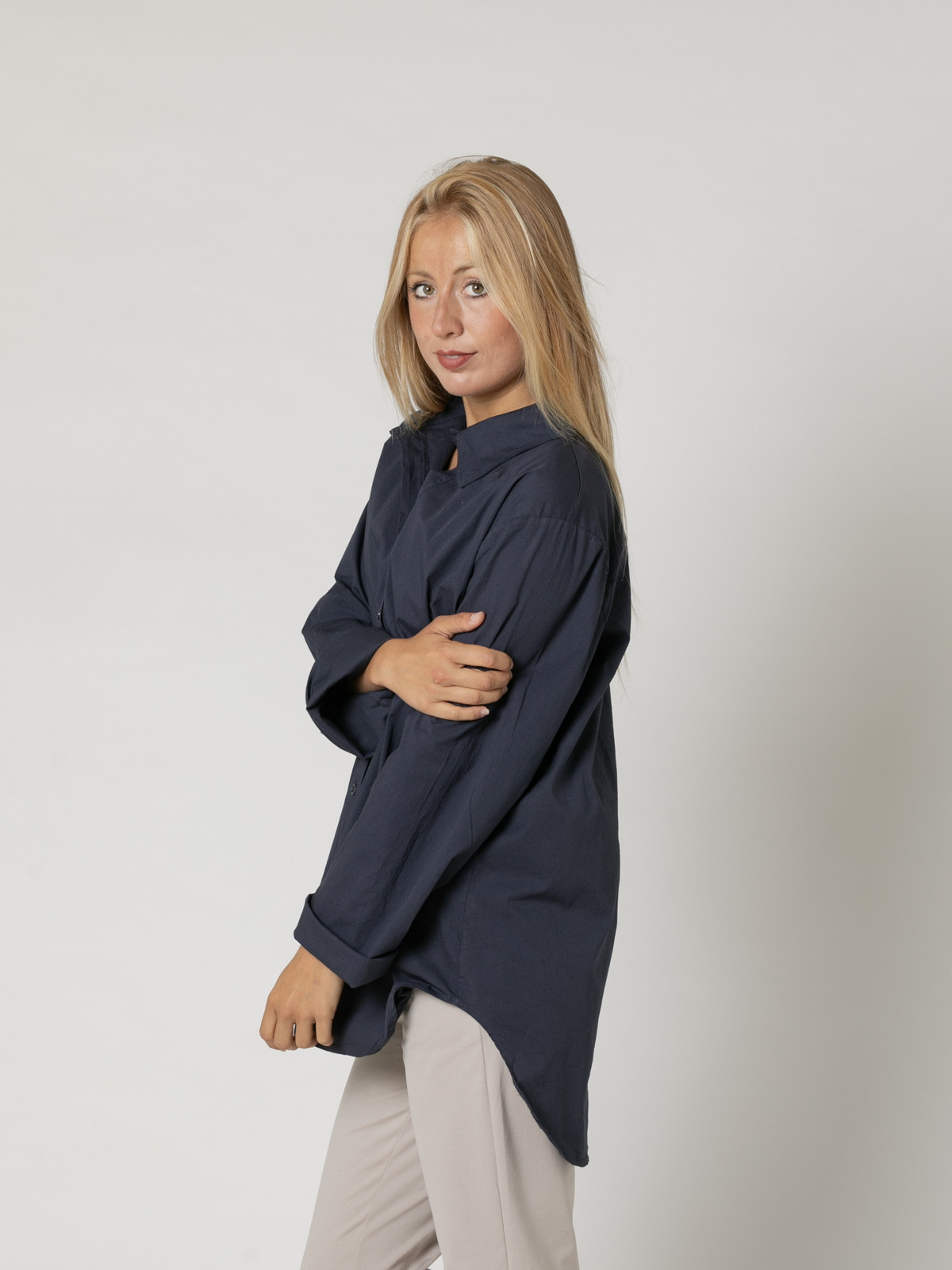 Woman Must poplin cotton shirt  Blue Navycolour