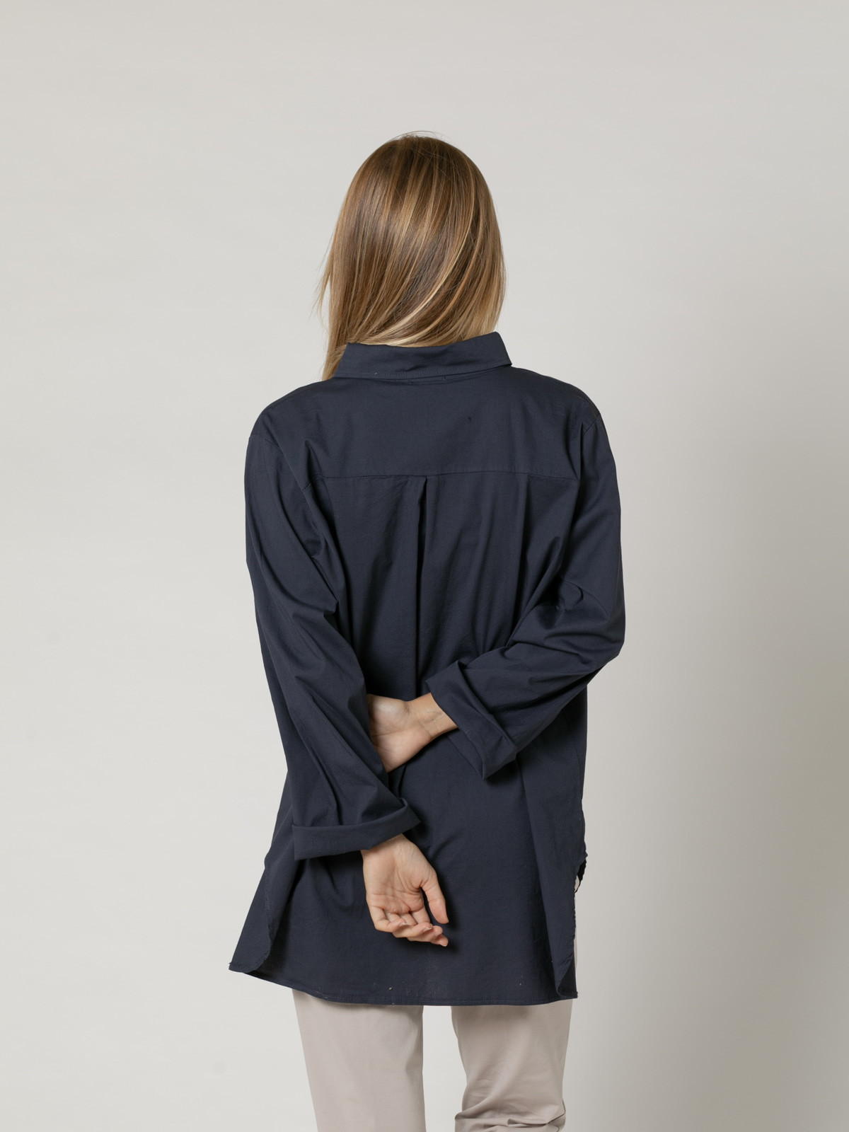 Woman Must poplin cotton shirt  Blue Navycolour