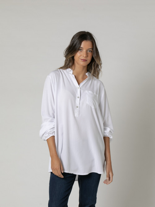 Camisa lisa fluida eco-visco color Blanco