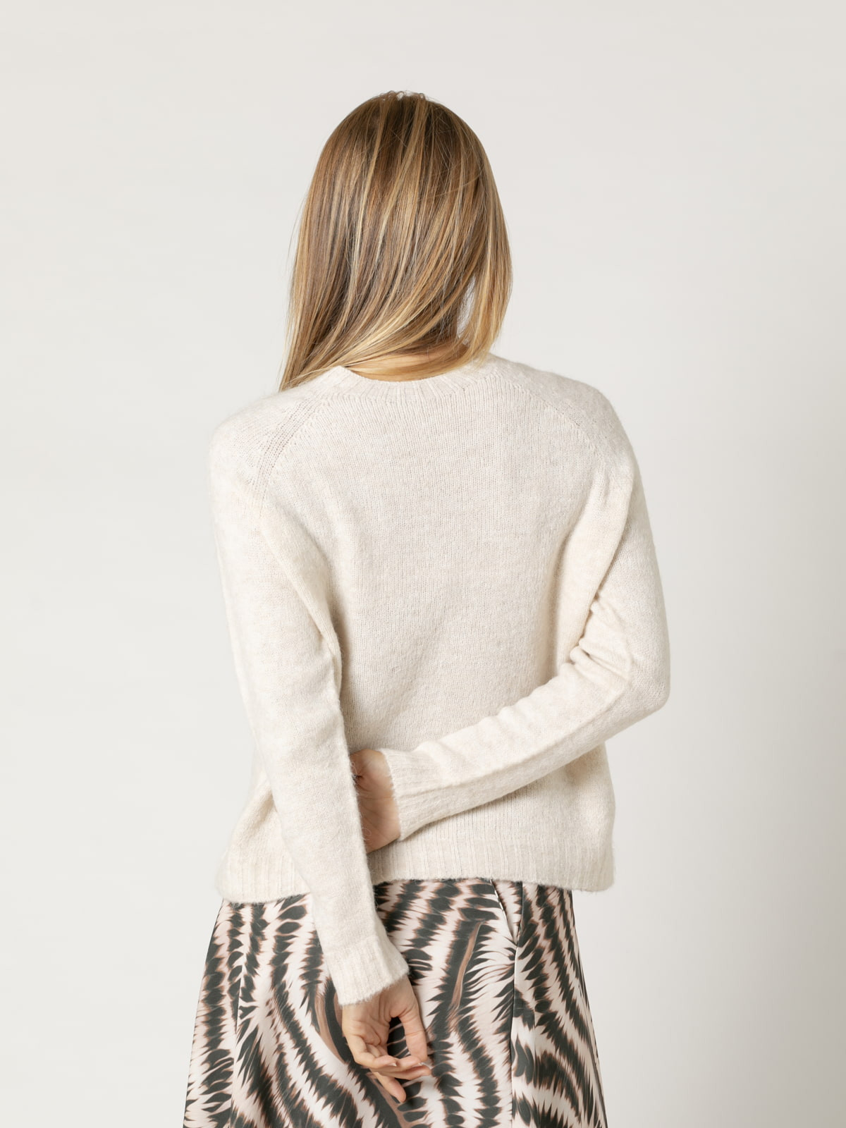 Woman Must-have crew neck wool sweater  Beige Clarocolour