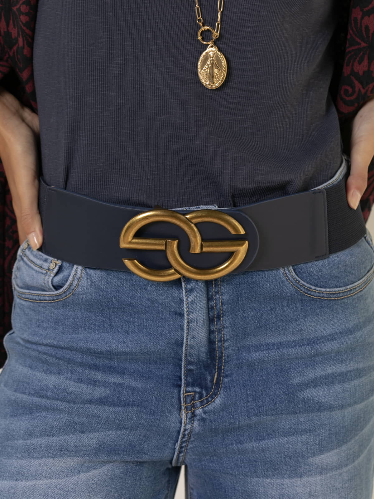 Woman Elastic double G belt  Bluecolour