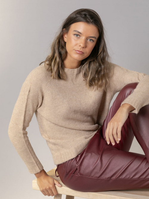 Woman Must-have crew neck wool sweater  Camelcolour