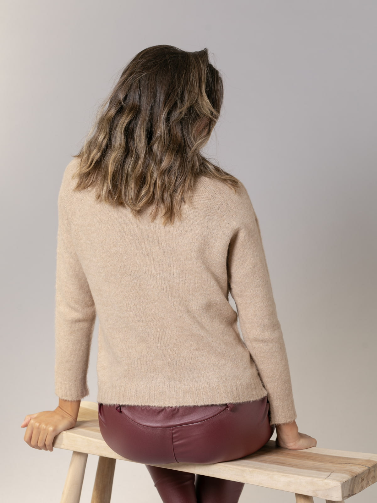 Woman Must-have crew neck wool sweater  Camelcolour