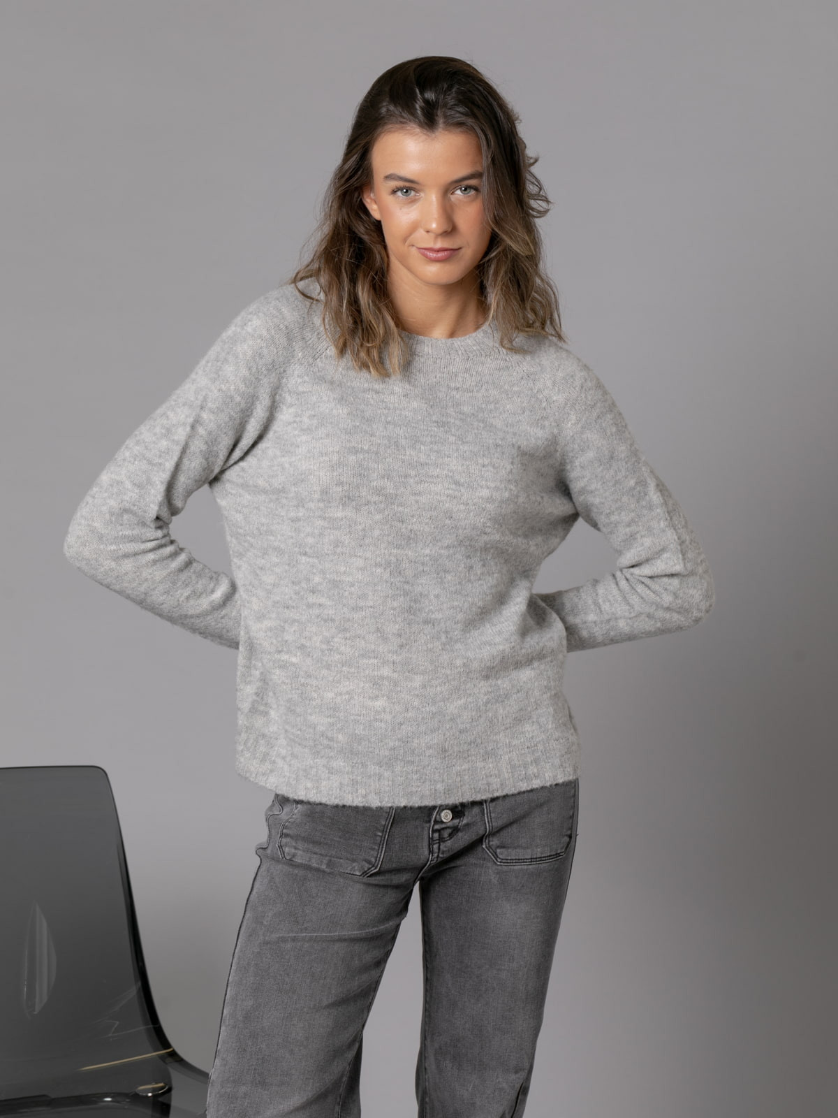 Woman Must-have crew neck wool sweater  Greycolour