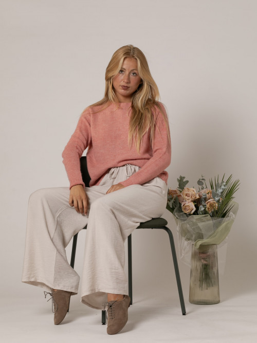 Woman Must-have crew neck wool sweater  Pinkcolour