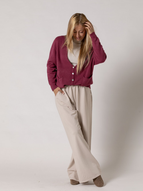 Wide leg plush pants with pockets  Beige Lightcolour