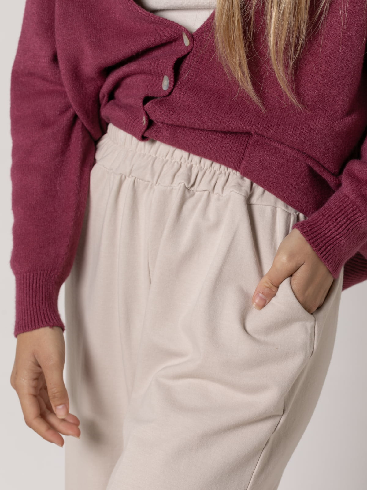 Wide leg plush pants with pockets  Beige Lightcolour