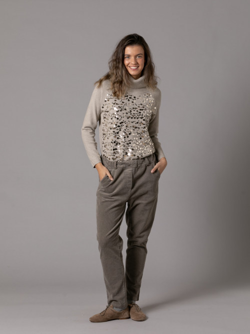 Casual design corduroy pants  Taupe colour